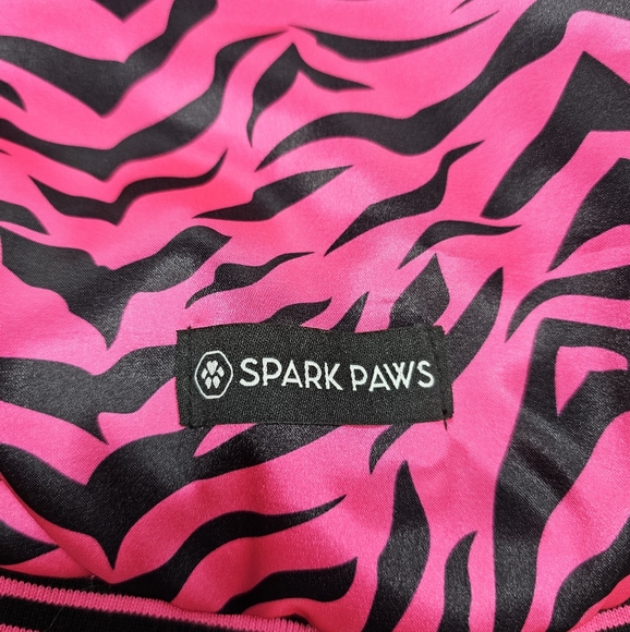 Spark Paws Hot Pink and Black Satin Bomber Jacket - Picture 6 of 7
